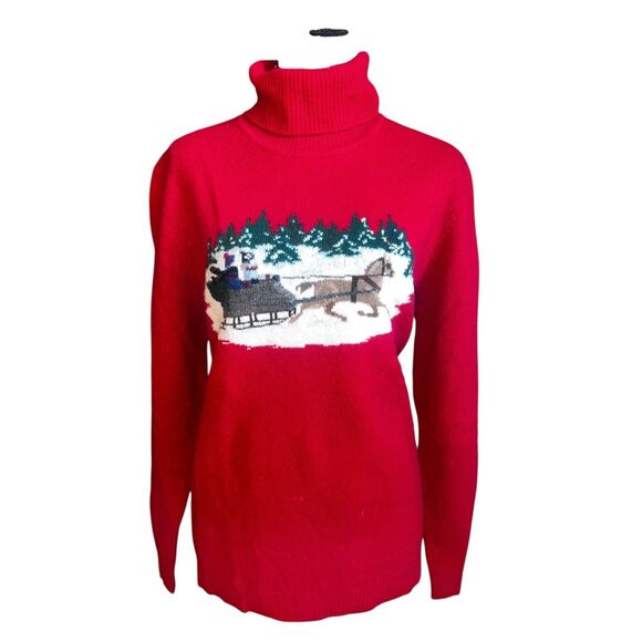 Ralph lauren vintage XL 100% Lambswool red long sleeve Christmas turtleneck - Picture 1 of 9